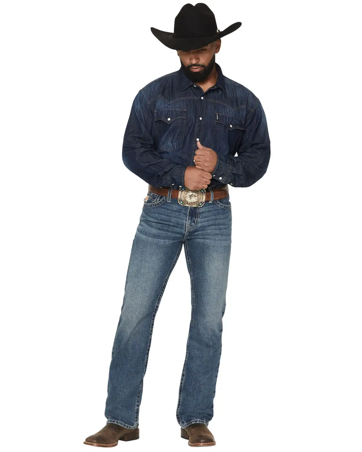 Cinch Men's Men'S Ian Medium Wash Slim Bootcut Rigid Denim Jeans - Mb33136001