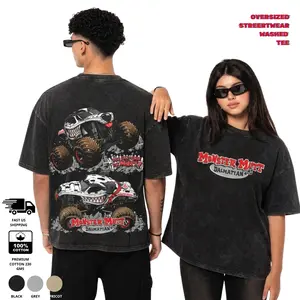 Monster Truck Monster Mutt Dalmatian Washed T-Shirt,  Monster Jam Graphic Tank Top For Summer, Y2K Retro Racing Shirt For Fans, Birthday Gift For Men, For Women Fabric, Streetwear Style