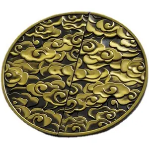 2Pack Half Moon Cabinet Pulls Chinese Style Handle Unique Cabinet Hardware Antique Zinc Alloy Handle (Dark Bronze)