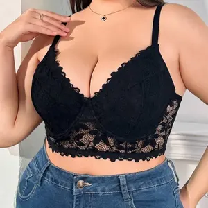 Plus Size Women'S Lace Splicing Extended Bralette Top