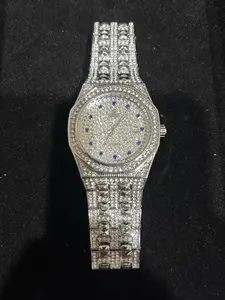 Silver Iced Out Style VVS CZ Watch with Blue Stones AP Style Classic Modern Design for Stylish Craftsmanship Elegant Look