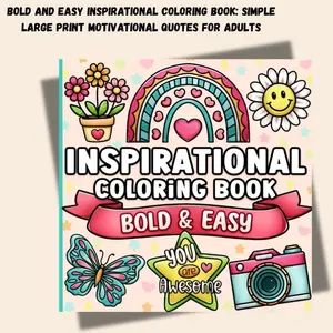 Bold and Easy Inspirational Coloring Book: Simple Large Print Motivational Quotes for Adults