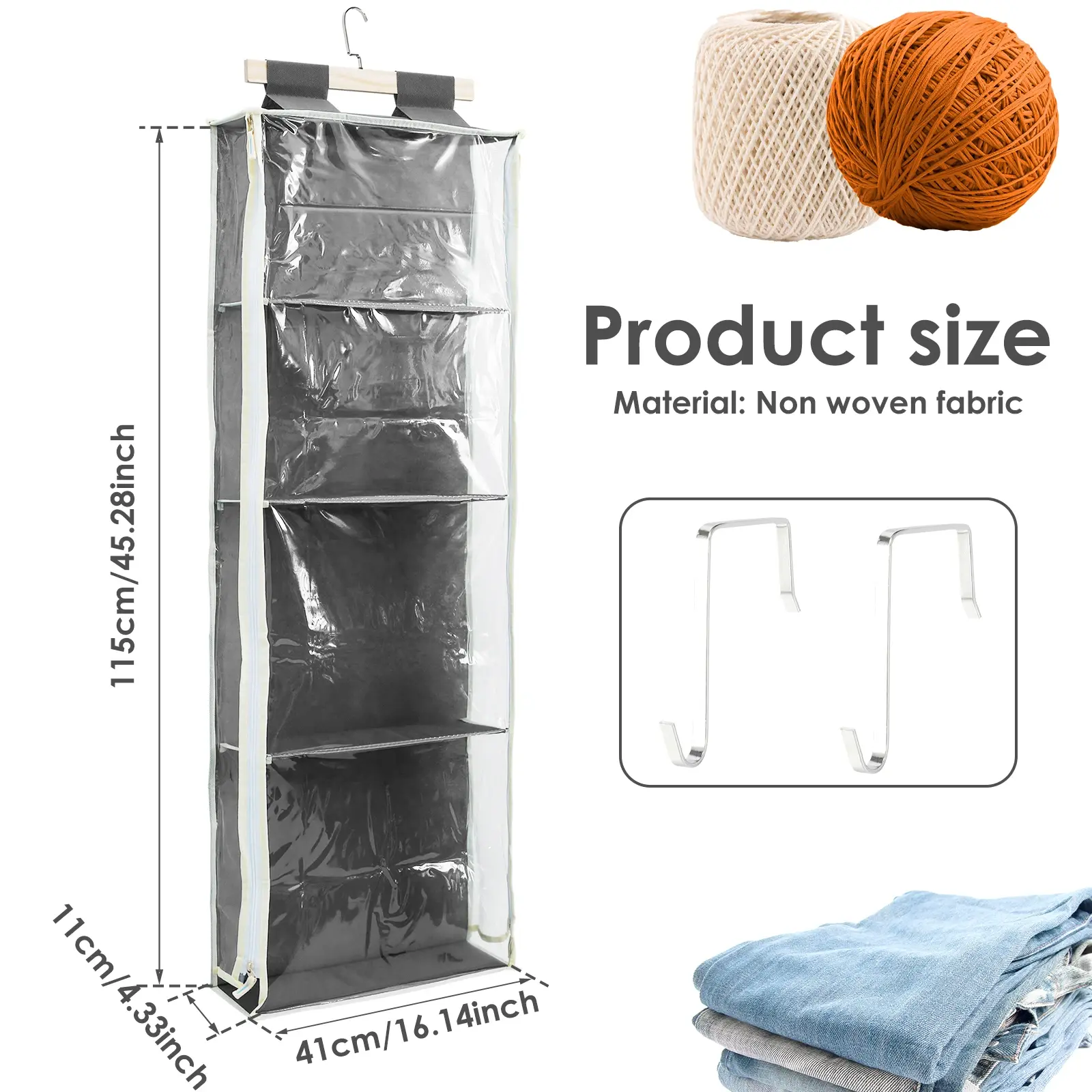 Hanging Yarn Storage Knitting Organizer Storage with 4 Compartments Large Capacity Knitting Organizer Storage Clear Wall Display willstar