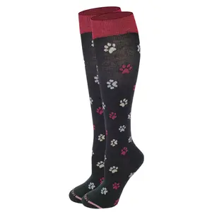 Women's Knee High Compression Socks - Paw Prints Design, Calf Compression Socks, Character-Based Style (1 Pair), Character-Based Knee-High Socks