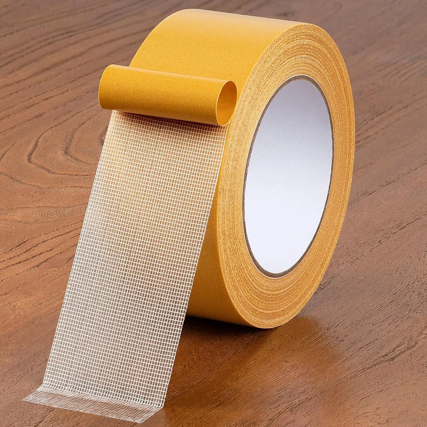 Double Sided Fabric Tape Heavy Duty Mounting Tape 1.97" x 33FT Resistente Clear Super Stick Tape with Fiberglass Mesh High Tack Strong Adhesive for Clothes Carpet Arts