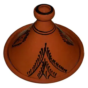 Treasures Of Morocco Cooking Tagine, Large 100%, Handmade, 12 inches, Brown, Clay, Round, Dishwasher Safe, Traditional