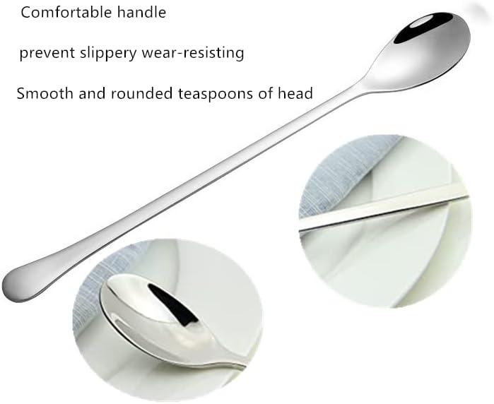 8 PCS Long Handle Spoons, 7.68 Inch Stainless Steel Ice Cream Spoons for Coffee Tea Stirring,Shakes, Dessert