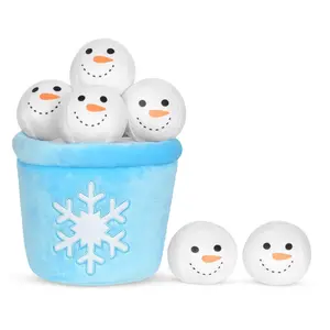 Iscream SNOW MUCH FUN SNOWBALL PILLOW SET with Adorable Snowman Design in Blue Cup Perfect for Winter Fun