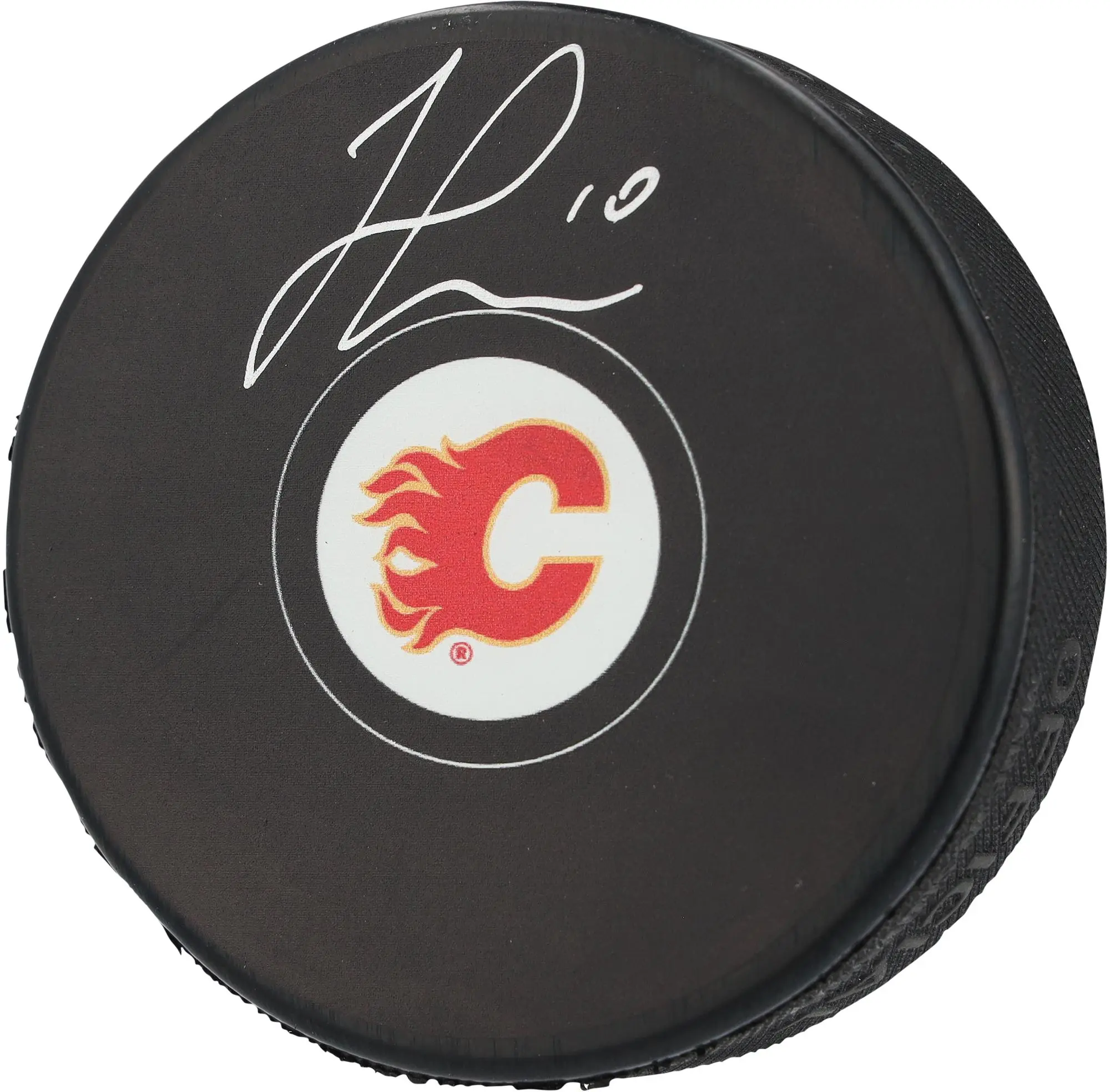 Jonathan Huberdeau Calgary Flames Autographed Hockey Puck - Fanatics Authentic Certified