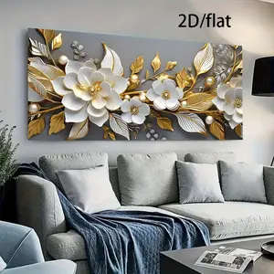 Frameless Modern Flower Motif Decorative Artwork, 1pc 27.55in-55.11in/70cm-140cm 2D Flat Print, Bedroom Decor for Living Room Home Decoration