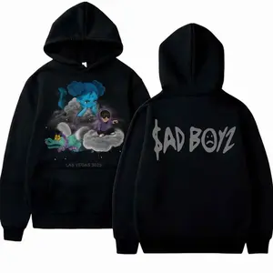 Sad Boyz En Las Nubes Unisex Hoodie: Ultra-Soft Vintage Washed Pullover in Cozy Cotton, Offering Relaxed Oversized Fit for Effortless Trendy Streetwear and All-Day Casual Comfort