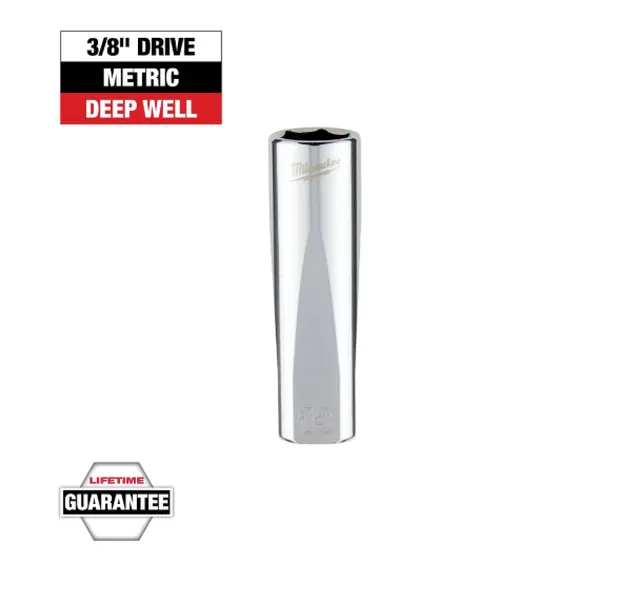 Milwaukee 45-34-0013 3/8" Drive 13mm Metric Deep Socket with FOUR FLAT™ Sides