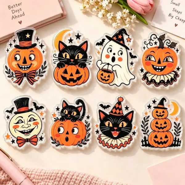 Vintage Halloween Spooky-Cute MagSafe Phone Grip Collection, Retro Pumpkin, Black Cat & Ghost PopSocket, Aesthetic Fall Holiday Accessory