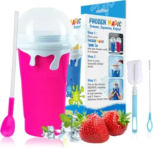 AIT Corp Slushy Maker Cup, Slushie Cup, Quick Frozen Magic Cup, 17oz/500ml Double Layers Slushie Maker Cup, Cool Stuff Birthday Gifts for Kids (Rose)