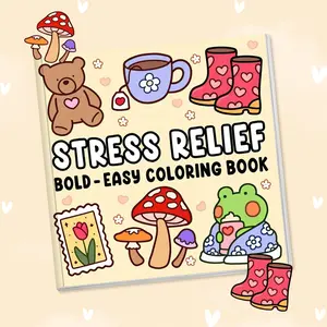 Adult Coloring Book Stress Relief, Simple Charming Relax - Themed Scenes, Bold Patterns for Stress Relief & Creativity, Ideal for Parent - Child DIY in Home Relaxing Hours, Art Supplies