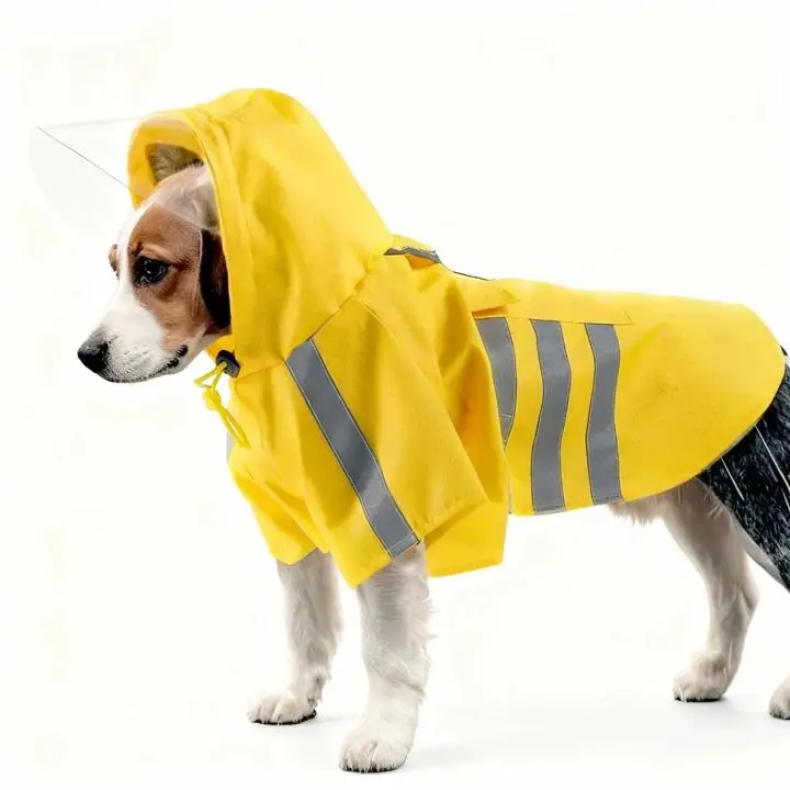 DikaSun Dog Raincoat - Hooded, Reflective, Waterproof Pet Clothing with High-Visibility Safety Strips for Small to Extra-Large Dogs