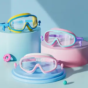Kids Pool accessories, Swimming Goggles with Comfortable Adjustable Straps, Kids Swim Goggles,Wide View Anti-fog/UV No leaking Swimming Goggles for 2-14 Age（Includes nose clip and ear plugs）, Water Goggles