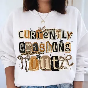 [Sale off up to 65%][Free Ship] Crash Out Girly Sweatshirt, Funny Quote Sweatshirt, Sassy Sarcastic, Adult Humor Sweatshirt, Preppy Bow Sweatshirt