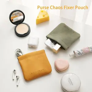 Multi-Function Auto-Closure Mini Pouch with Snap Fastener - SleekHush, Waterproof Marshmallow Colors, Recycled Essential Organizer for Keys, Coins, Lipstick, Cards, Luggage Accessory