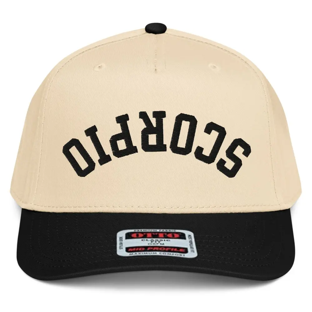 RIVEMUG NX1 Upside Down Scorpio Embroidered 2 Tone Hat Mid Crown Curved Bill Snapback Cap for Men and Women