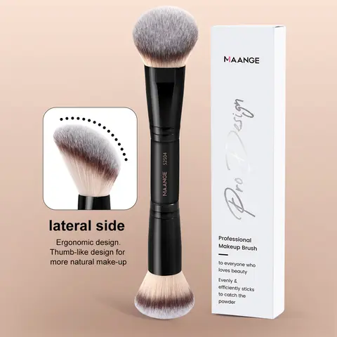 MAANGE 1pc Dual-Ended Makeup Brush, Multifunctional Face Brush with Angled and Round Heads, for Foundation Blending, Blush, and Concealing, Essential Beauty Tool