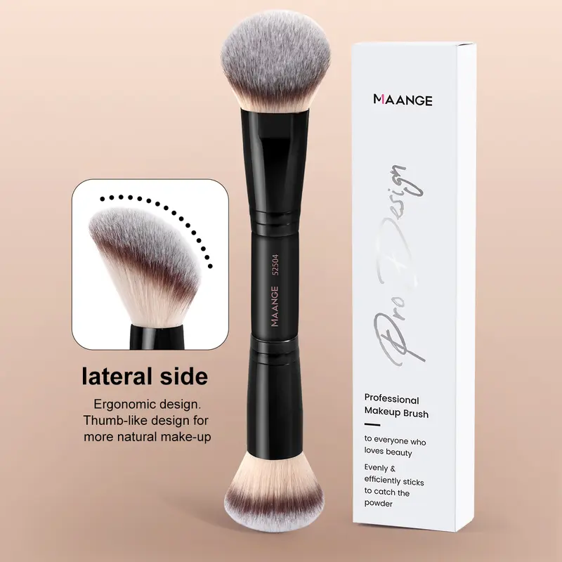 MAANGE 1pc Dual-Ended Makeup Brush, Multifunctional Face Brush with Angled and Round Heads, for Foundation Blending, Blush, and Concealing, Essential Beauty Tool