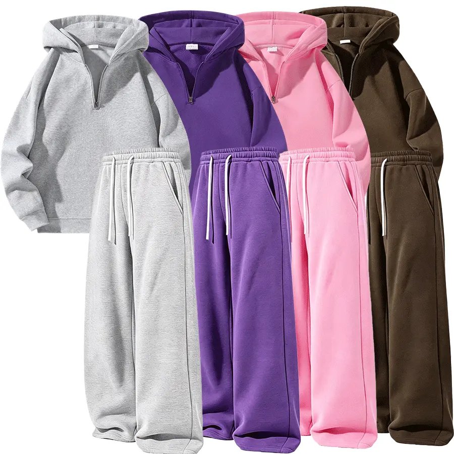 2026 unisex casual set, hoodie top and drawstring-waist pants, basic regular fit, soft fabric, suitable for spring, autumn, and winter.