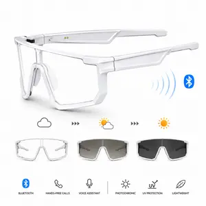 Bluetooth Smart Work Glasses with Open-Ear Audio, Auto-Darkening Photochromic Lens, Hands-Free Calling, AI Translation, UV400 Safety Eyewear for Warehouse, Delivery and Outdoor Work