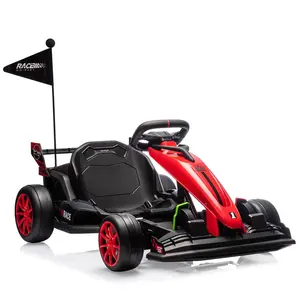 Red 24V Electric Drift Kart for Kids, Ride Car with Adjustable Seat & 8.5MPH Speed, EVA Silent Wheels, Parent-Safety Certified Ride-On Toy