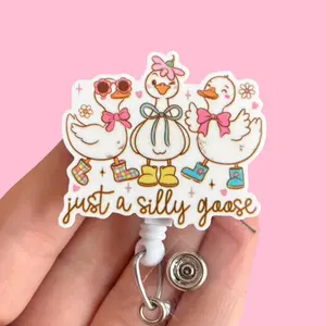 Glitter My Badge Silly goose badge reel for nurse and hospital workers. Badge clip Badge pull - Retractable swivel clip with a 360 rotation. Great gift for coworker.