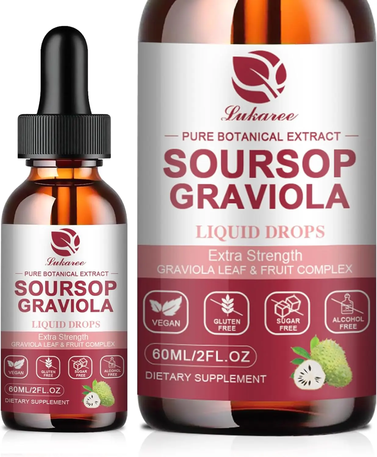 Soursop Graviola Liquid Drop - Pure Leave & Fruit Complex - 4X Effectiveness - Soursop Bitters Liquid for Immunity, Liver & Antioxidant, Herbal Goodness, 1 Month Supply, 2 Fl Oz