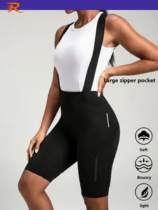 Women's Cycling Bib Shorts with Cross Zip Pockets, High-Density Sponge Seat Pad, Comfortable and Durable Bike Shorts for Women, Sports Cycling Shorts, Activewear Bottoms