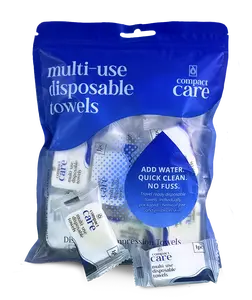 Compact Care Compressed Towels – 100% Cotton, Chemical-Free, Expands with Water, Portable & Reusable for Travel, Camping, Gym, Hiking, Baby, Emergency Use – 20 PCS, Lightweight & Absorbent