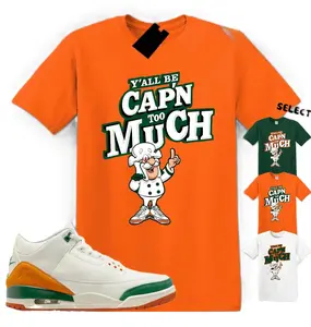 Unisex Shirt To Match AJ 3 Miami Sneaker Matching Sneakerhead Captain T-Shirt, AJ 3 Miami Shirt, Orange Outfit, Unisex Clothing, Casual Everyday Wear, Size S-5XL