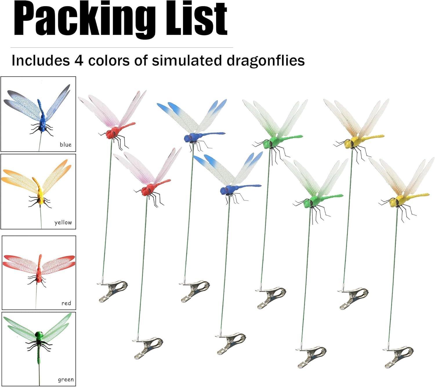 12 Pack Dragonfly Fly Repellent Clip, 3D Fake Dragonfly Garden Decor, Chemical-Free Insect Deterrent for Patio, Backyard, Outdoor Plants and Camping Use