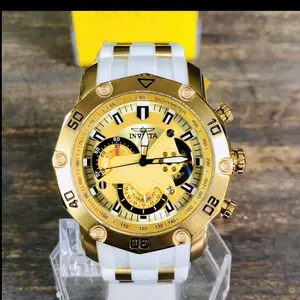 Brand New Men’s Invicta Watch Analog Display - 48mm - White & Gold - 100% Authentic Invicta