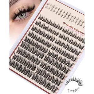 Wispy Lash Clusters Natural Eyelash Clusters Pestañas Postizas Naturales Spiky Manga Lash Extensions C Curly Individual Lashes 10-16mm with Bottom Lashes Clusters DIY Lash at Home