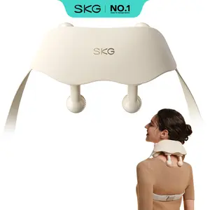 SKG Wireless Neck Massager with 3D Kneading, Red Light & Heat – 6 Modes Massage for Deep Tissue Pain Relief – Ergonomic Fit, – Ideal for Office, Home Use