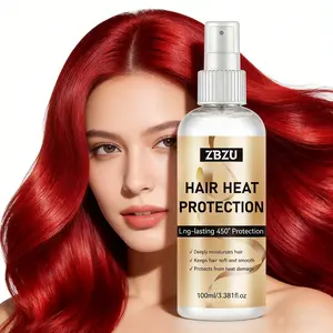 100ml Travel-Size Hair Heat Protectant Spray. Professional formula with glycerin & camellia seed oil, defends heat damage, moisturizes, Anti Frizz, tames frizz, suits colored/permed hair, easy to use, unisex.