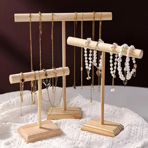 Solid Wood Jewelry Props Display Stand Bracelet Necklace Hair Band Jewelry Storage Display Rack With Wooden Base Supply
