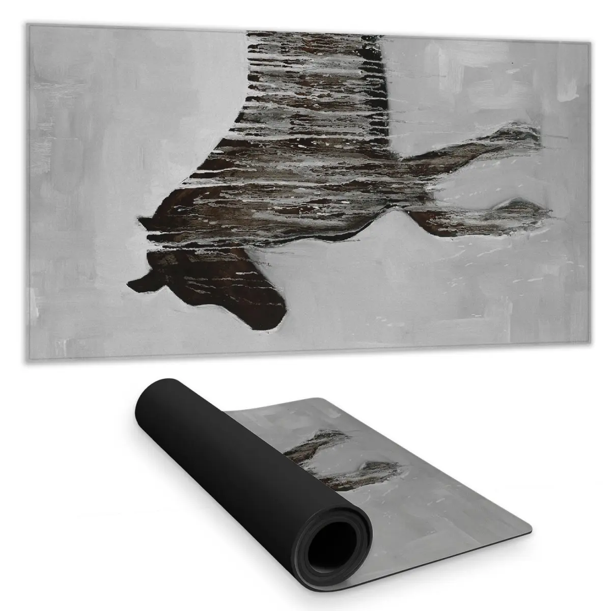 Abstract Horse Gambading Print 360 Stand Desk Mat - 16x32 in Brown, Rectangular Rubber Back, Non-Slip Water-Repellent Office Furniture Decor, Ideal for Birthdays (C1DM15312DF0YB)