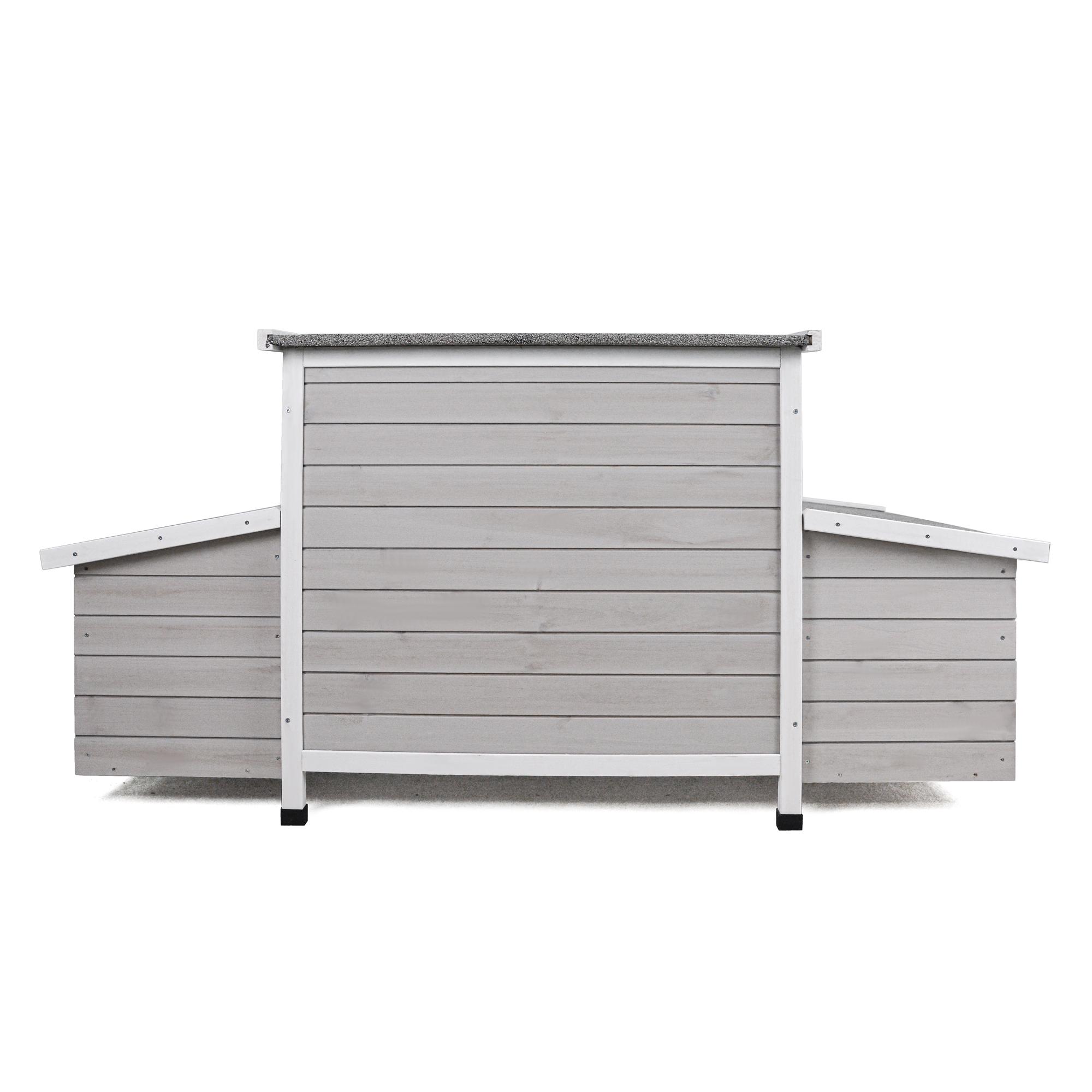 Eyisean 58" Wooden Large Outdoor Chicken Coop, Portable Hen House with Waterproof Foot & Pull-Out Tray, Dual-Sided Ventilation Holes, Poultry Cage with 2 Sides Nesting Boxes, Easy-Clean for Backyard