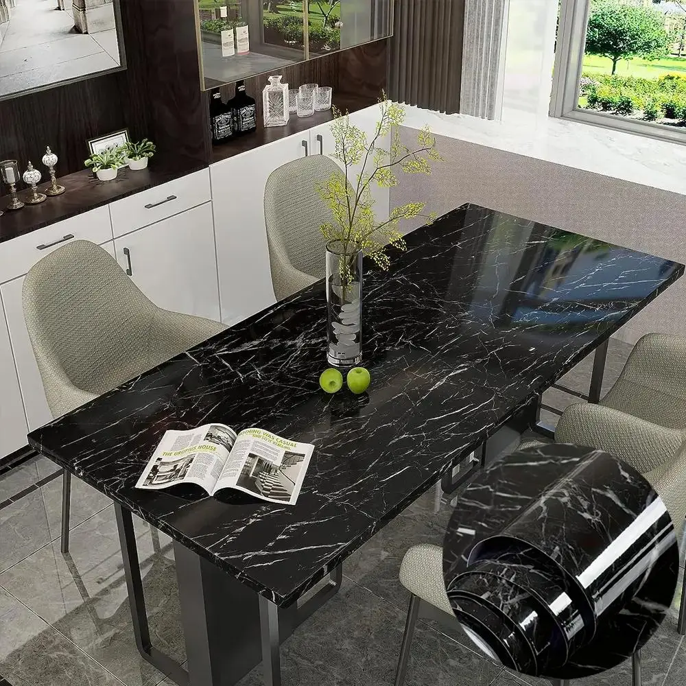 Imitation Marble Pattern Peel and Stick Wallpaper, 1 Count Easy To Clean & Waterproof Wallpaper, Self-adhesive Wall Trim for Household & Kitchen