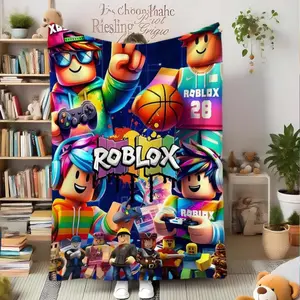 1pc Roblox Block Man Personalized Flannel Blanket, Thick Soft Plush, Ideal for Home Office Travel Camping Room Decor, Perfect Gamer Gift  Skin-friendly, lightweight and soft