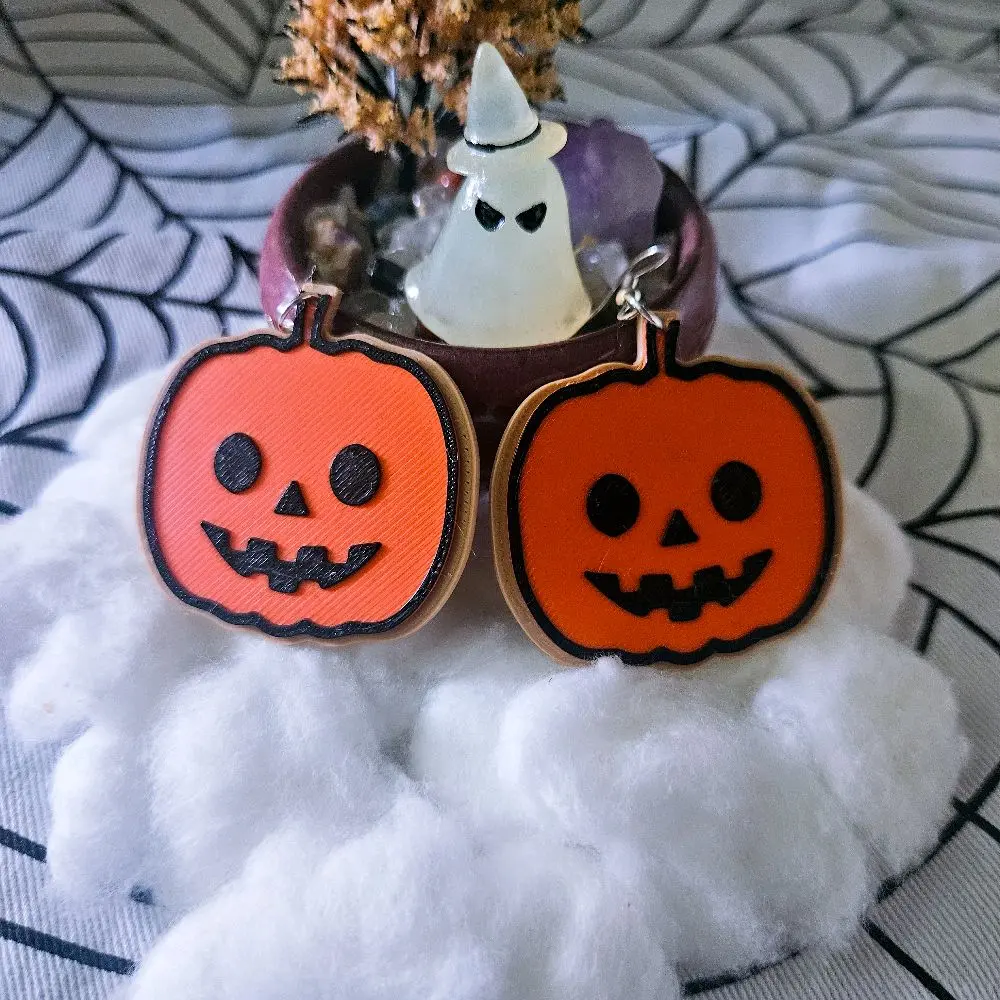 Cute Sugar Cookie Jack-o-Lantern Drop Earring- Halloween Earrings for Parties, Spooky Season Gift Decoration, Hypoallergenic Spooky Earrings