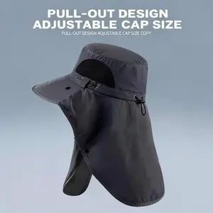 Summer fashion sun-shading bucket hat, face-covering and neck-protecting integrated hat, with adjustable and detachable size