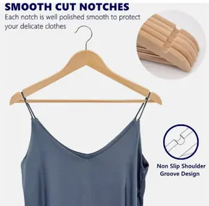 Wooden Hangers Pack of 20 & 50 & 100 Suit Hangers Premium Natural Finish Home US