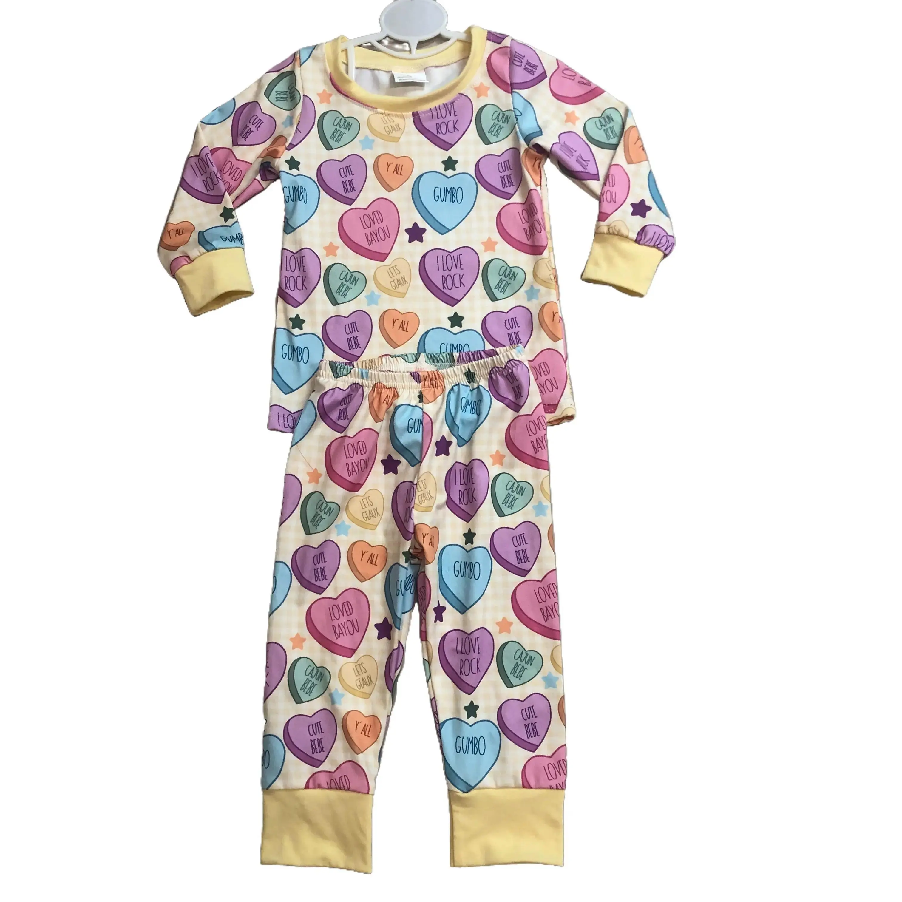 FS Boys' 2-Piece Heart Valentine's Day Long Sleeve Winter Sleepwear Set GLP2981