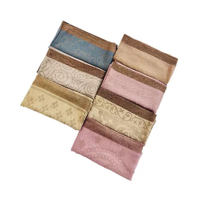 Vintage Floral Hijab Scarf Shawl With Gold Thread Detail For Versatile Modest Fashion