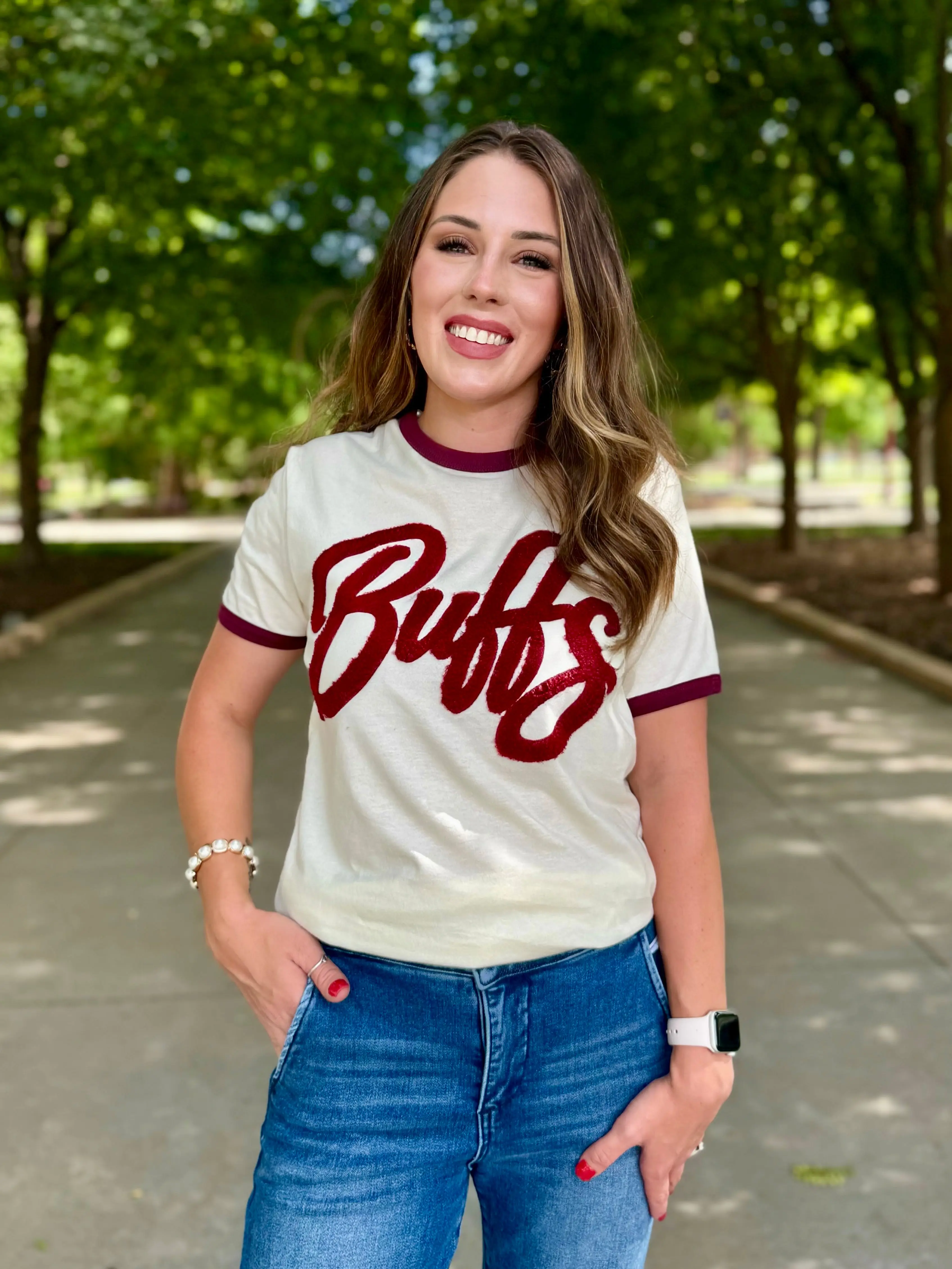 Buffs Fuzzy Patch Ringer Tee